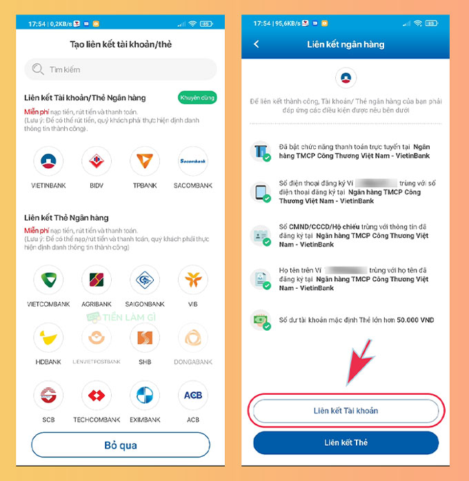 ví vnpay liên kết với ngân hàng