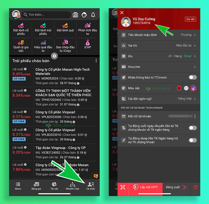kiểm tra số tài khoản chứng khoán techcombank tcbs