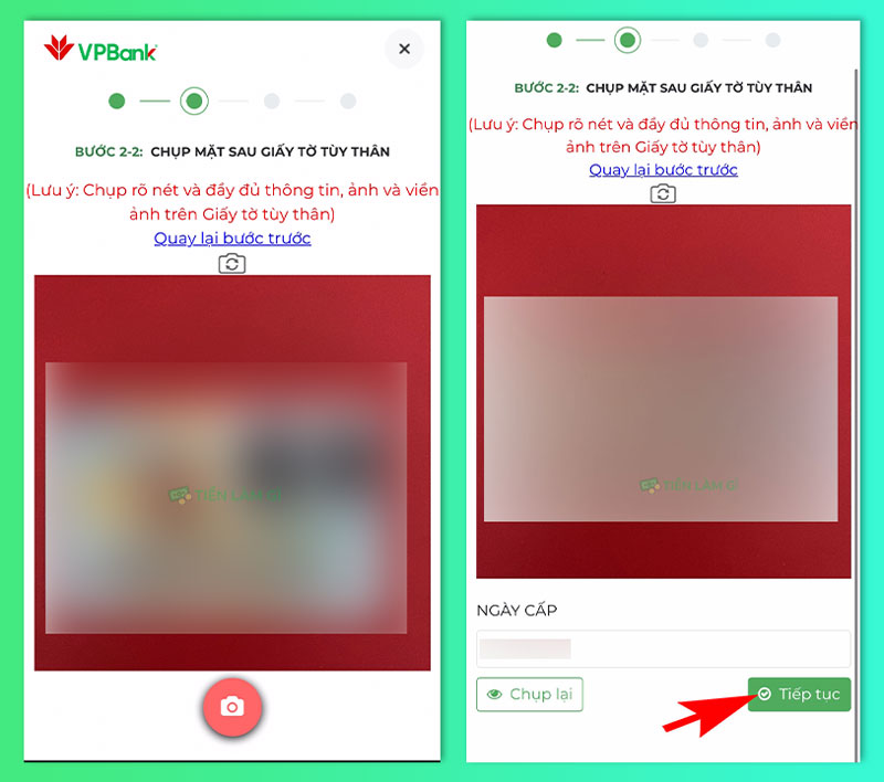 chụp mặt sau giấy tờ tùy thân mở tài khoản vpbank