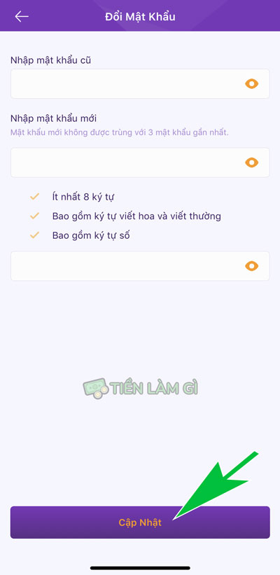 đổi mật khẩu tài khoản tpbank