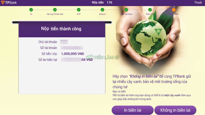 nộp tiền tại tpbank livebank thành công