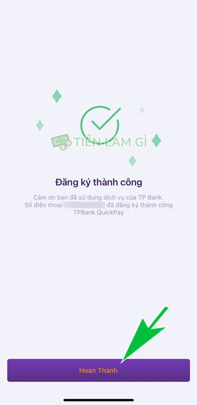 đăng ký tpbank quickpay thành công