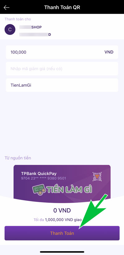 thanh toán bằng tpbank quickpay