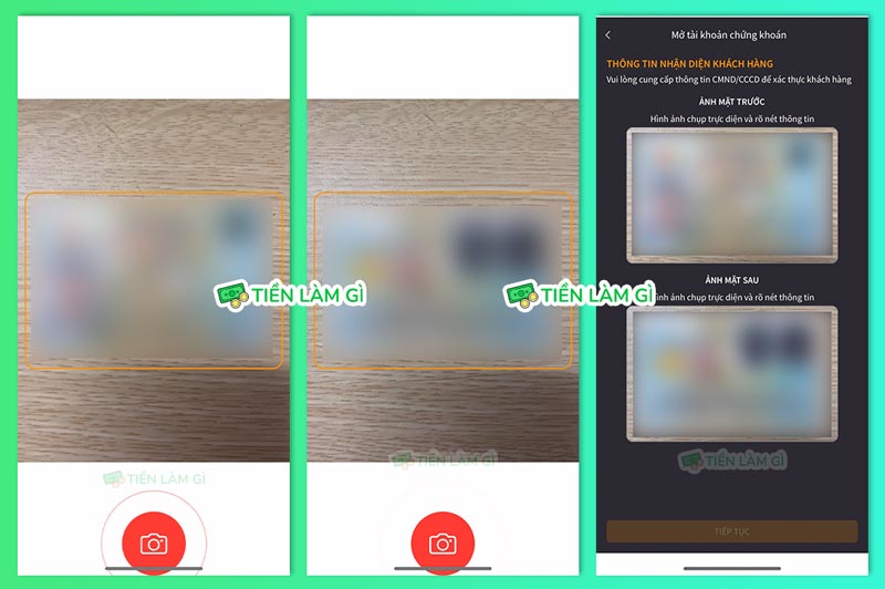 Chụp ảnh mặt trước và mặt sau xác thực tài khoản chứng khoán VNDirect
