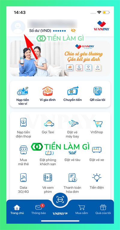 Giao diện chính của ví VNPAY