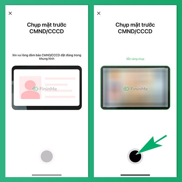 Chụp mặt trước CMND/CCCD đăng ký mở tài khoản Techcombank online